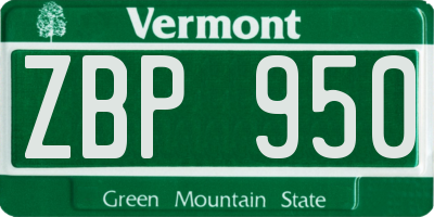 VT license plate ZBP950