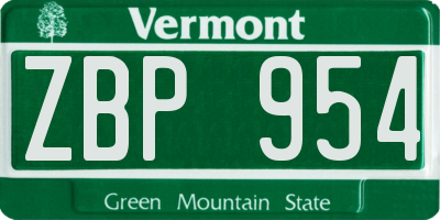 VT license plate ZBP954
