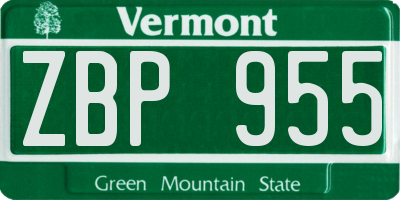 VT license plate ZBP955