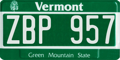 VT license plate ZBP957