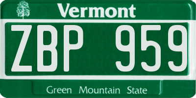 VT license plate ZBP959