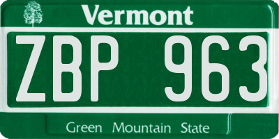 VT license plate ZBP963