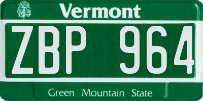 VT license plate ZBP964