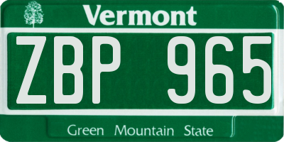 VT license plate ZBP965