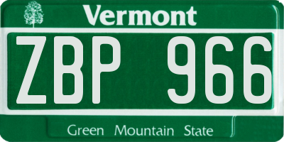 VT license plate ZBP966