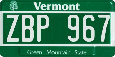 VT license plate ZBP967