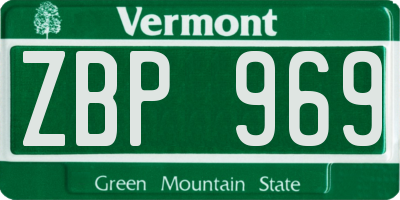 VT license plate ZBP969