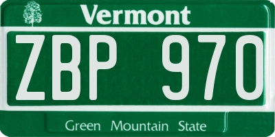 VT license plate ZBP970