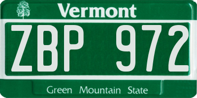 VT license plate ZBP972