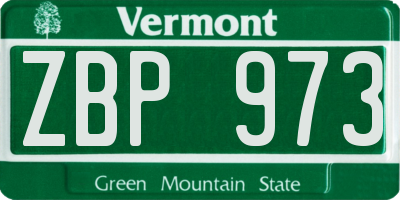 VT license plate ZBP973