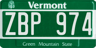 VT license plate ZBP974