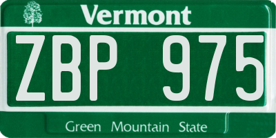 VT license plate ZBP975