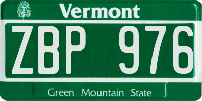 VT license plate ZBP976