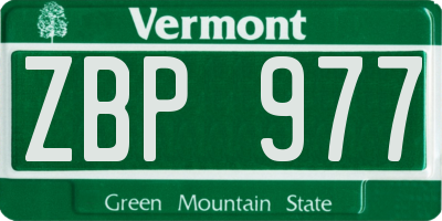 VT license plate ZBP977
