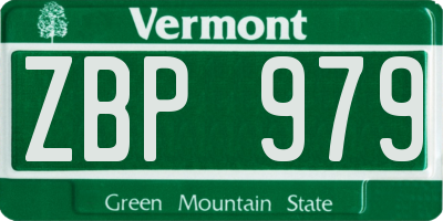 VT license plate ZBP979