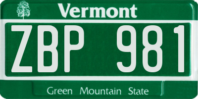 VT license plate ZBP981