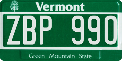 VT license plate ZBP990