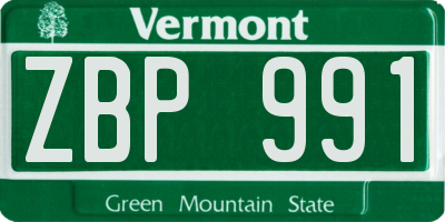 VT license plate ZBP991