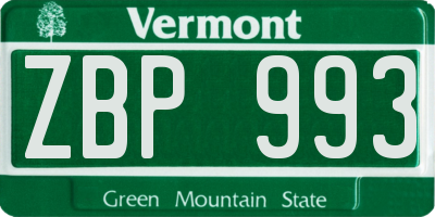VT license plate ZBP993