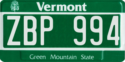 VT license plate ZBP994