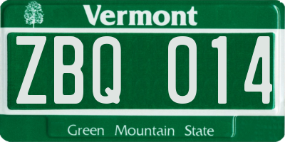 VT license plate ZBQ014