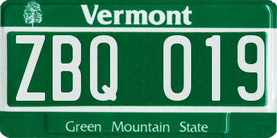 VT license plate ZBQ019