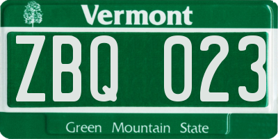 VT license plate ZBQ023