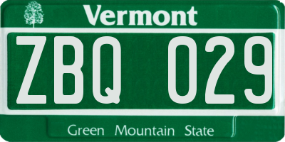 VT license plate ZBQ029