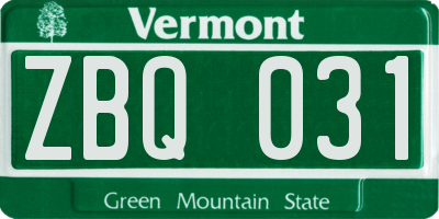 VT license plate ZBQ031