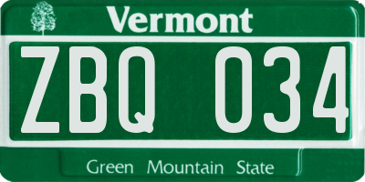 VT license plate ZBQ034