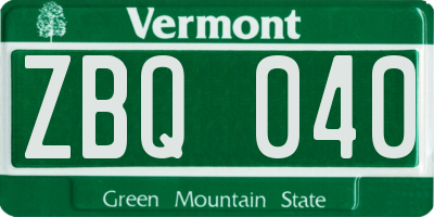 VT license plate ZBQ040