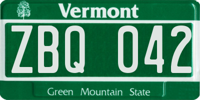 VT license plate ZBQ042