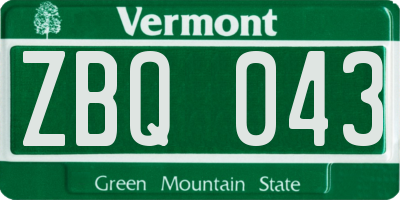 VT license plate ZBQ043
