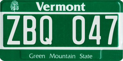 VT license plate ZBQ047
