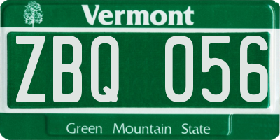 VT license plate ZBQ056