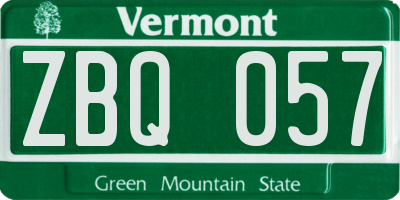 VT license plate ZBQ057