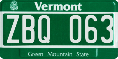 VT license plate ZBQ063