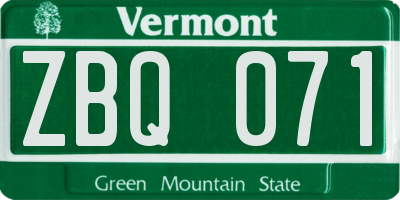 VT license plate ZBQ071