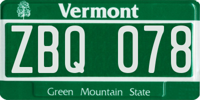 VT license plate ZBQ078