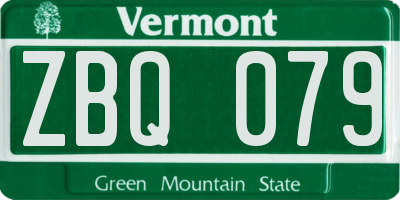 VT license plate ZBQ079