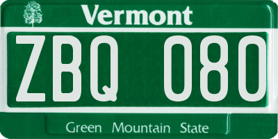 VT license plate ZBQ080