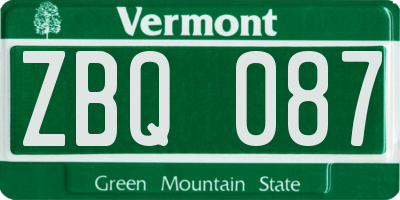 VT license plate ZBQ087