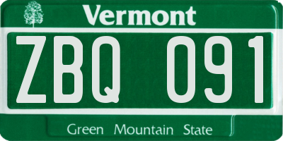 VT license plate ZBQ091