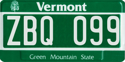 VT license plate ZBQ099
