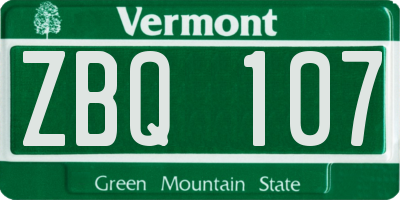 VT license plate ZBQ107