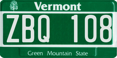 VT license plate ZBQ108