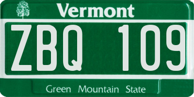 VT license plate ZBQ109