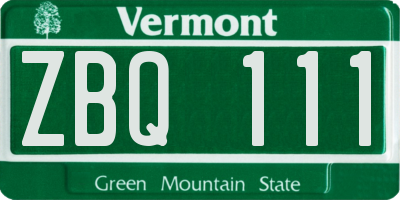 VT license plate ZBQ111