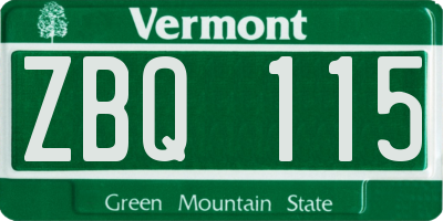 VT license plate ZBQ115
