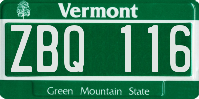 VT license plate ZBQ116